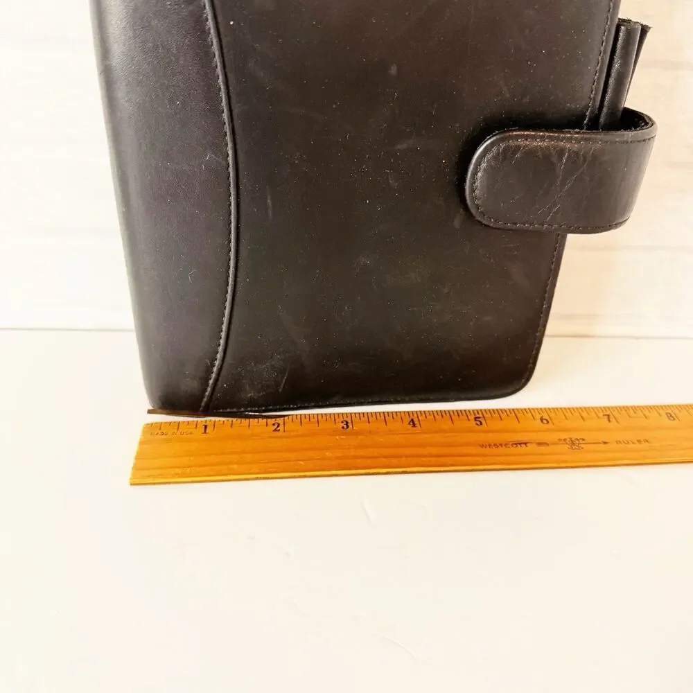 Franklin Quest Full Grain Nappa Leather Day Planner Black 6 Ring 6